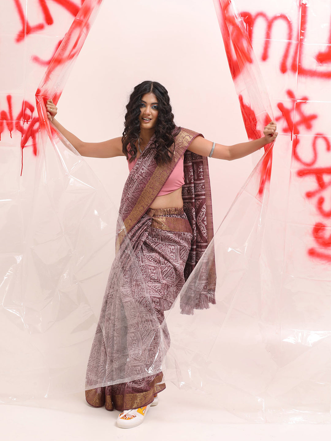 Tikhi Imli Zari Cotton Ready to Wear Saree - Distacart