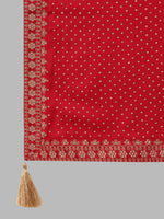 Thumbnail for Khushal K Empire Style Ethnic Motifs Embroidered Zari A-Line Kurta with Palazzos & Dupatta - Distacart