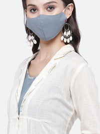 Thumbnail for Biba Women Blue Cotton Kurta With Mask & Jacket - Distacart