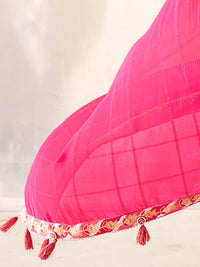 Thumbnail for Saree Mall Checked Gotta Patti Pure Georgette Sarees - Distacart