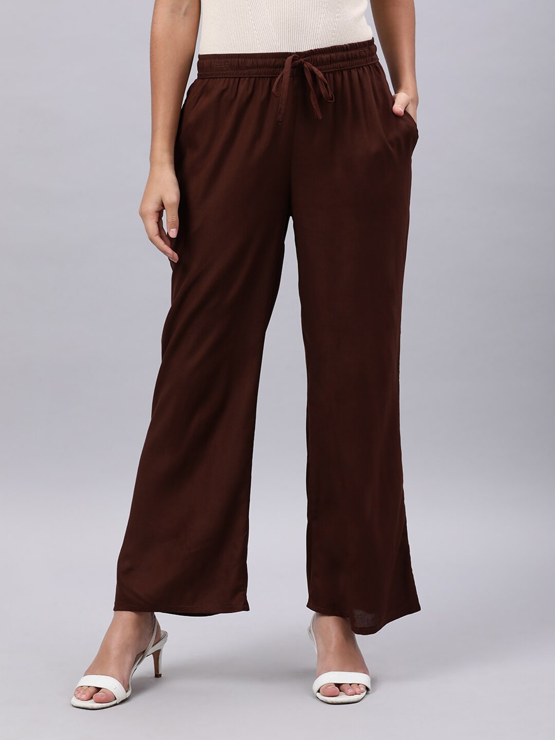 Souchii Brown Liva Ethnic Palazzos - Distacart