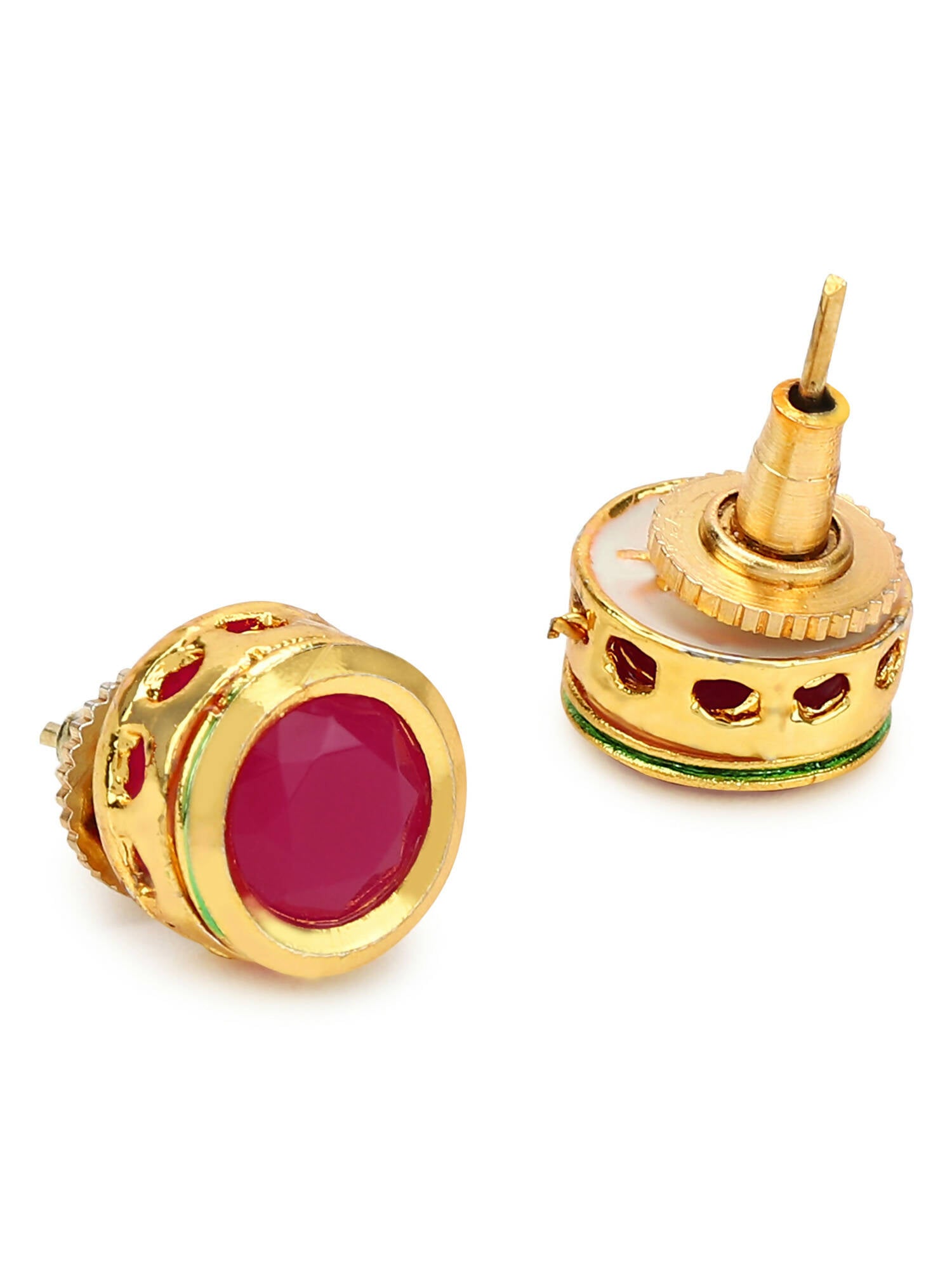 Maroon Circular Studs Earrings - Ruby Raang - Distacart