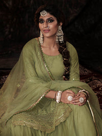 Thumbnail for Myra Parrot Net Embroidered Sharara Suit - Distacart