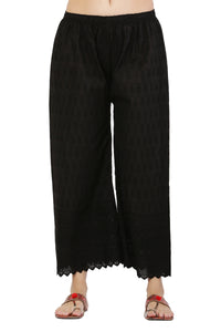 Thumbnail for PAVONINE Black Color Full Chikankari Cotton Fabric Palazzo For Women - Distacart