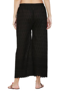Thumbnail for PAVONINE Black Color Full Chikankari Cotton Fabric Palazzo For Women - Distacart