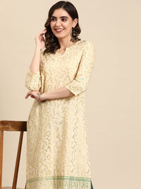 Thumbnail for Sangria Ethnic Motifs Printed Straight Kurta with Trousers - Distacart