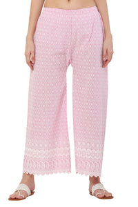 Thumbnail for PAVONINE Pink Color Full Thread Chikankari Cotton Fabric Sharara For Women - Distacart