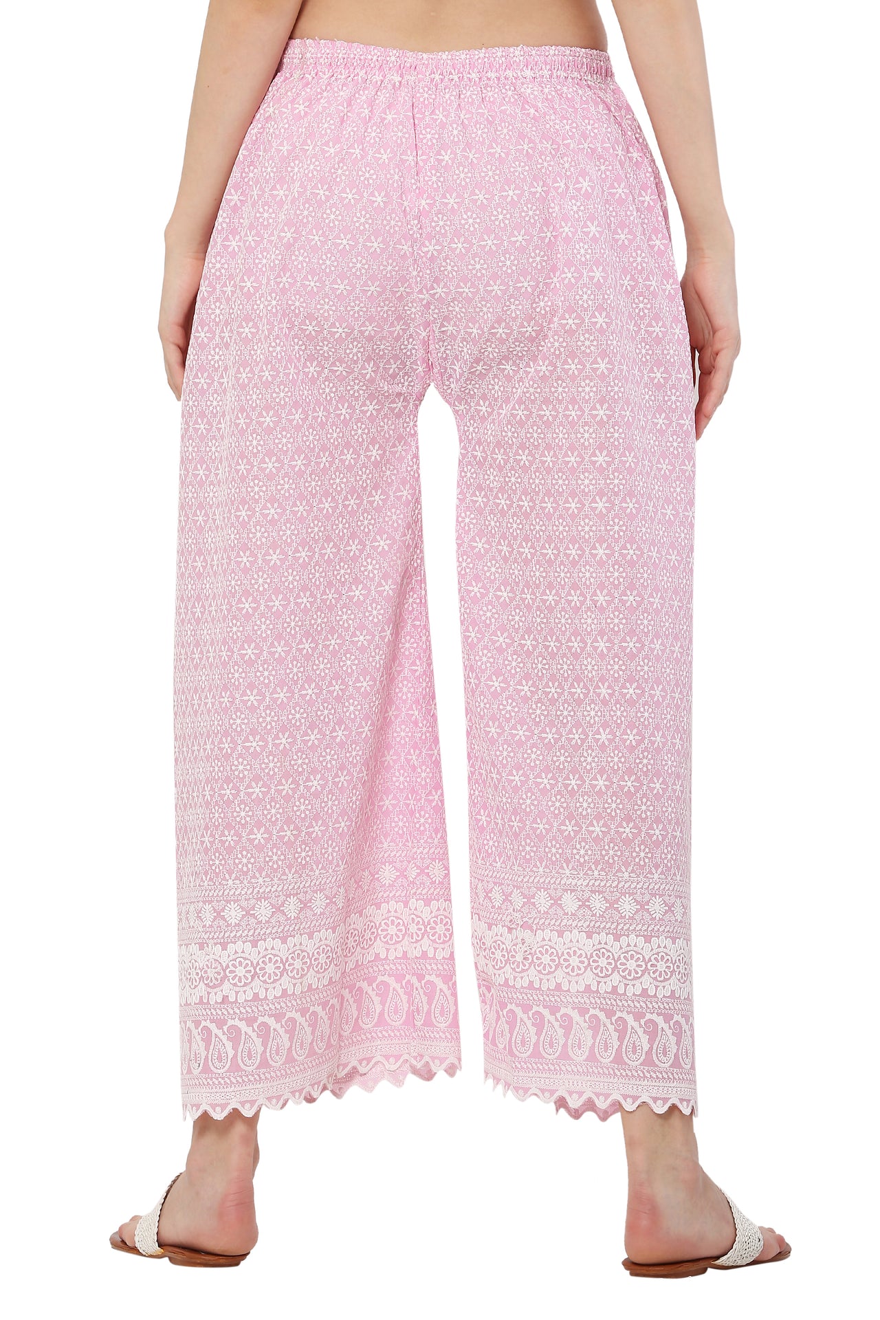 PAVONINE Pink Color Full Thread Chikankari Cotton Fabric Sharara For Women - Distacart