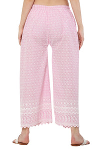 Thumbnail for PAVONINE Pink Color Full Thread Chikankari Cotton Fabric Sharara For Women - Distacart