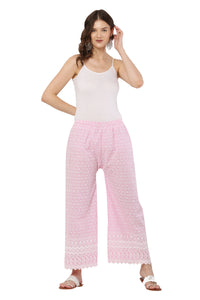 Thumbnail for PAVONINE Pink Color Full Thread Chikankari Cotton Fabric Sharara For Women - Distacart