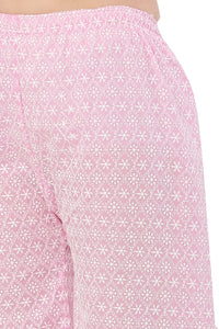 Thumbnail for PAVONINE Pink Color Full Thread Chikankari Cotton Fabric Sharara For Women - Distacart