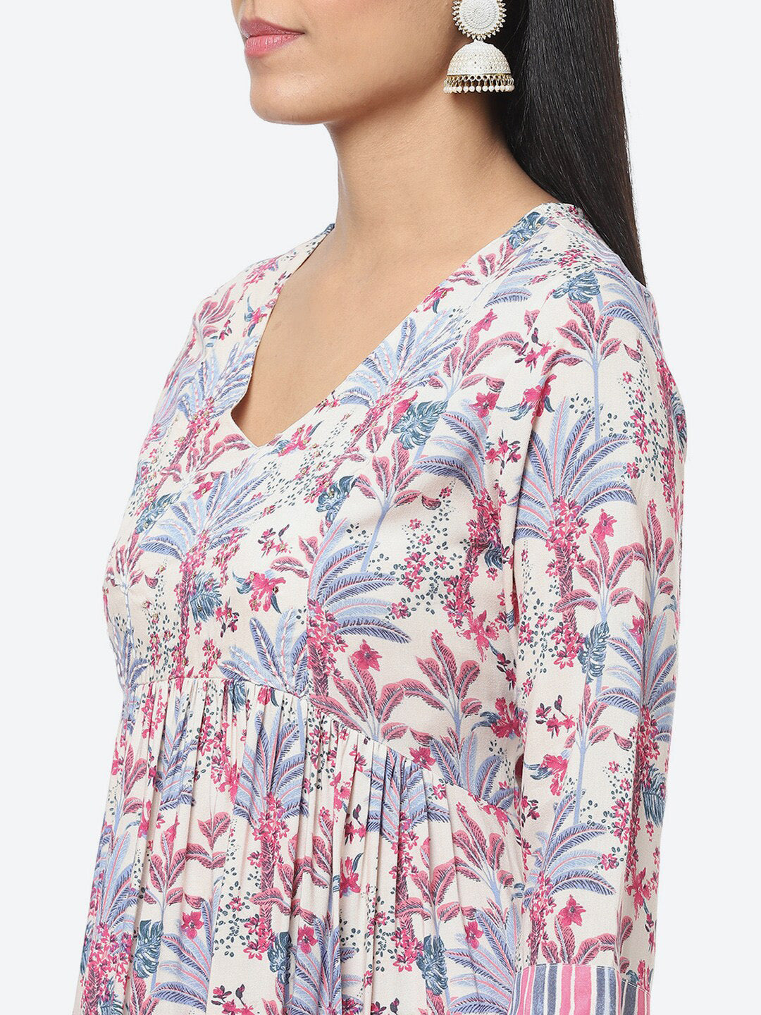 Biba Women Floral Printed Kurta with Palazzos & With Dupatta - Distacart