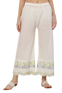 Thumbnail for PAVONINE Lemon Color Hem Half Chikankari Cotton Fabric Sharara For Women - Distacart