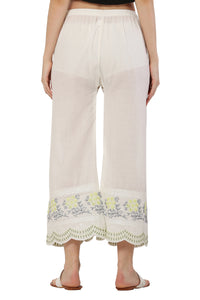 Thumbnail for PAVONINE Lemon Color Hem Half Chikankari Cotton Fabric Sharara For Women - Distacart