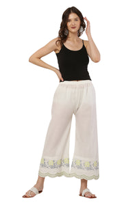 Thumbnail for PAVONINE Lemon Color Hem Half Chikankari Cotton Fabric Sharara For Women - Distacart