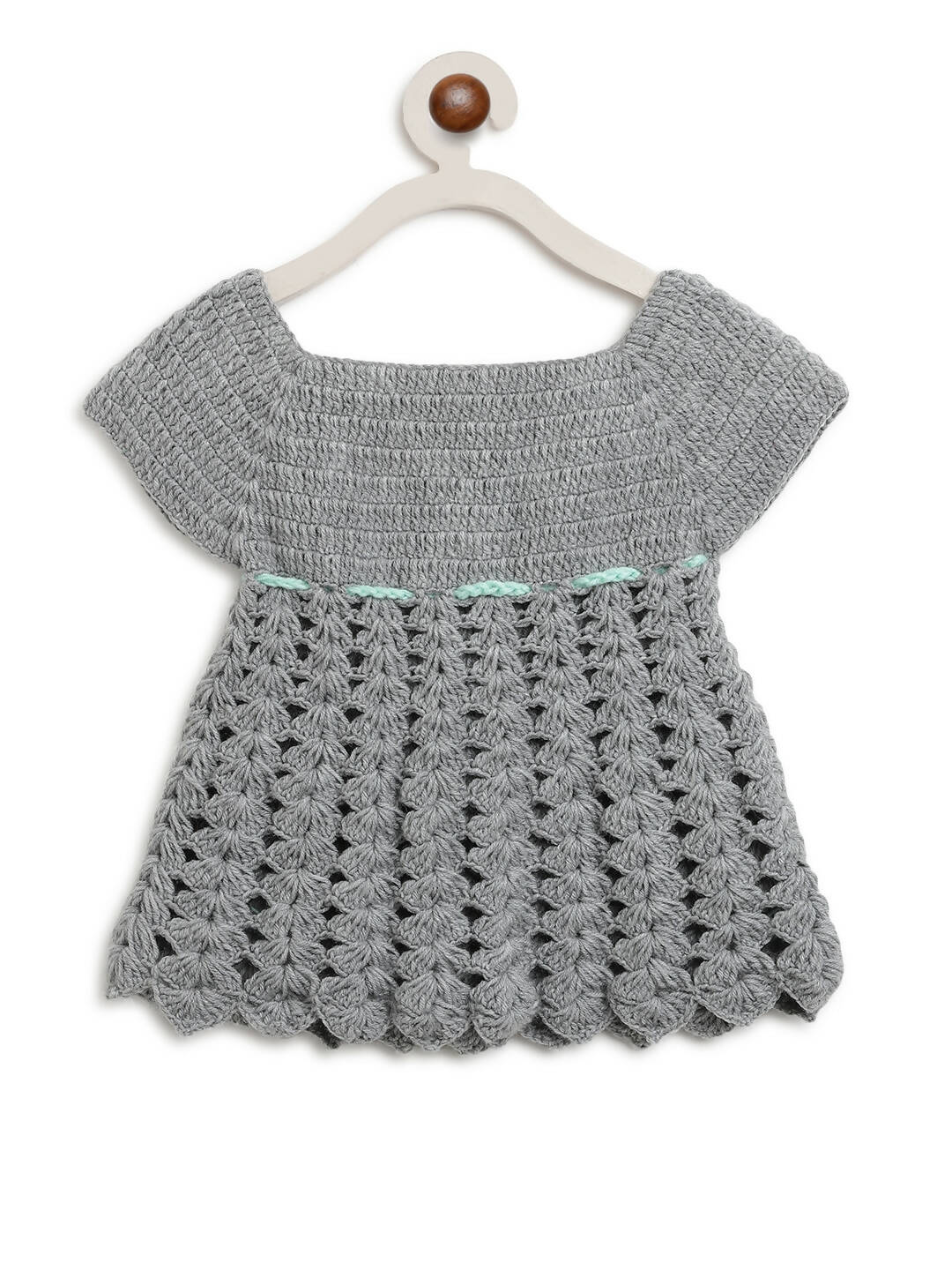 ChutPut Hand knitted Crochet Maharani Wool Dress - Green - Distacart