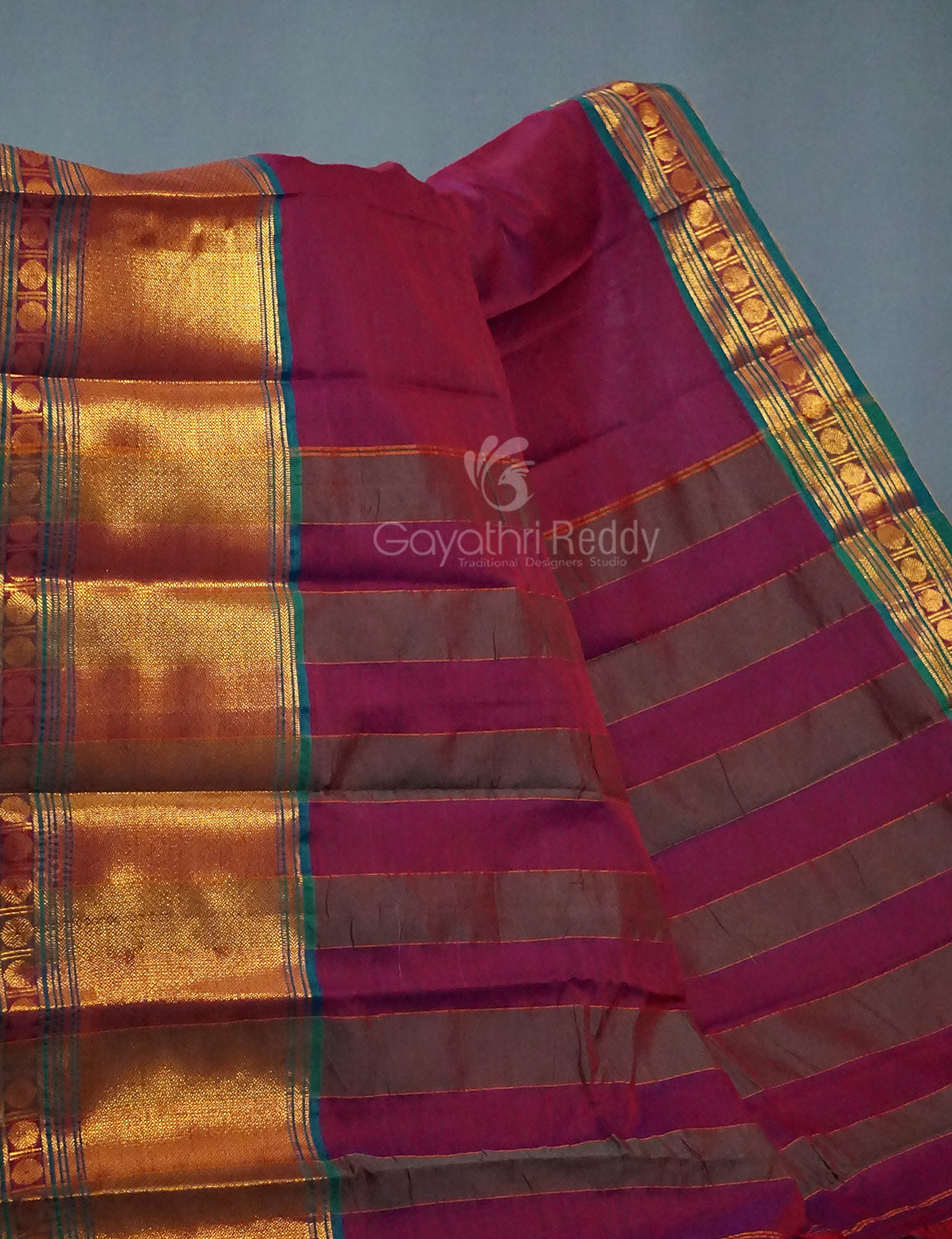 Kalanetha Magenta Pink Colour Zari Kanchi Style Pure Narayanpet Cotton Saree By Gayathri Reddy Designer Studio - Distacart