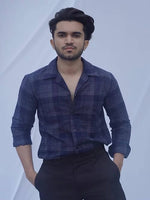 Thumbnail for Diva Globe Ckeckard Blue Cotton Shirt - Distacart