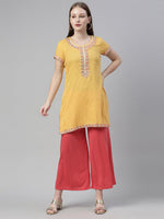 Thumbnail for Souchii Peach-Coloured Knitted Palazzos - Distacart