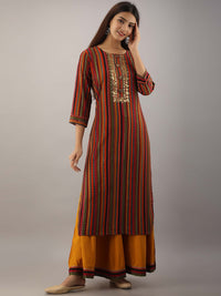 Thumbnail for Kalini Women Red Printed Kurta with Palazzos - Distacart
