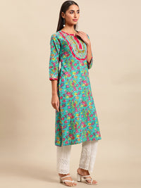 Thumbnail for Sangria Women Floral Printed Gotta Patti Floral Kurta - Distacart