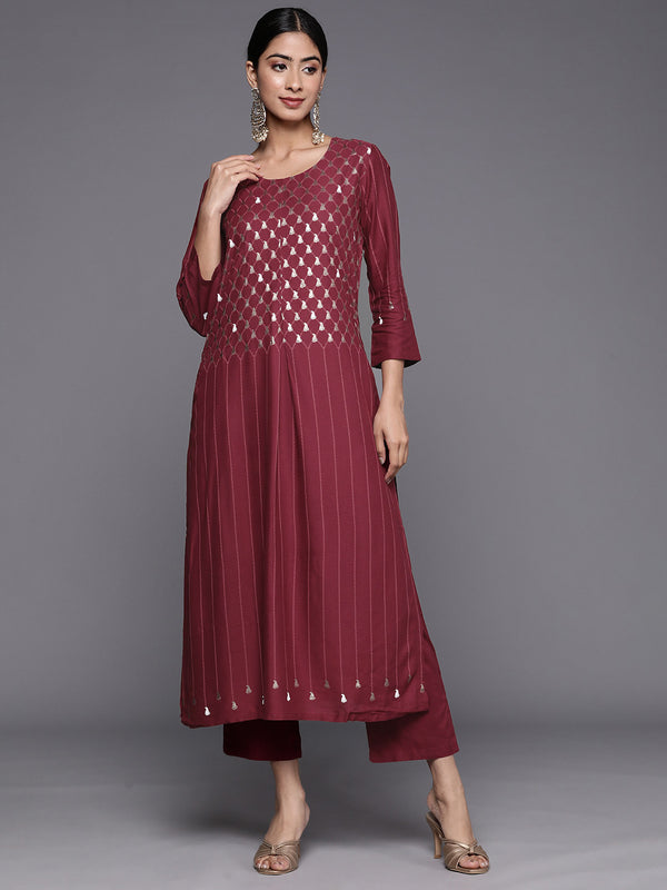 Biba Paisley Printed Pleated Design A-line Kurta with Trousers - Distacart