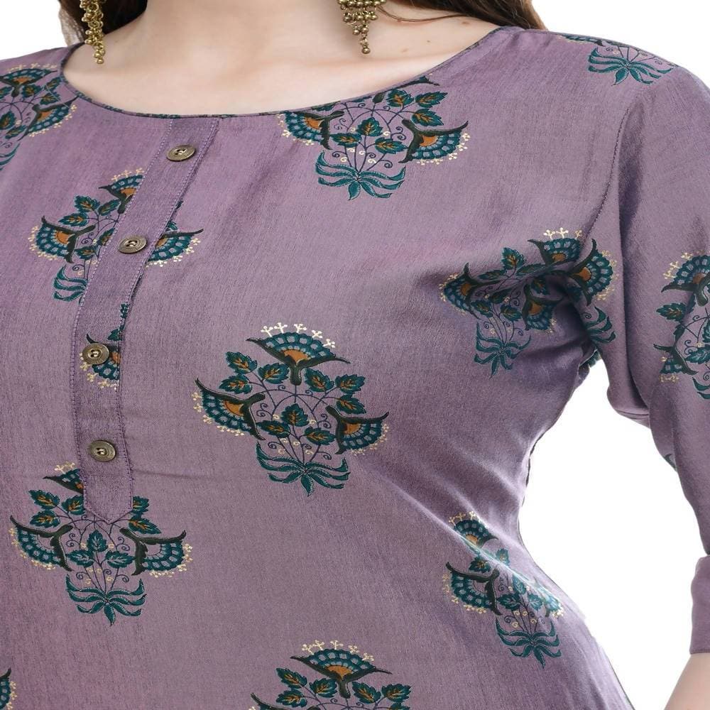 Lagi Women's Mauve Printed Straight Kurta & Pant (MC39B)
