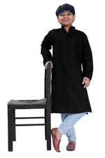Thumbnail for DEIANA'S Casual Designer Kurta Pyjama Set For Boys And kids (Black) - Distacart