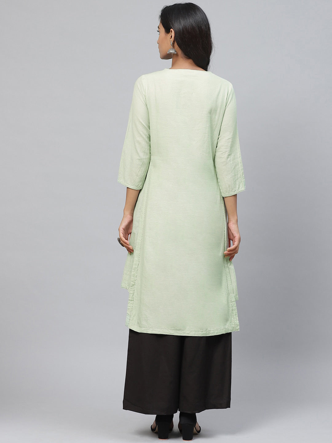 Biba Women Sea Green Yoke Design Straight Kurta - Distacart