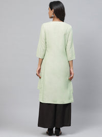 Thumbnail for Biba Women Sea Green Yoke Design Straight Kurta - Distacart