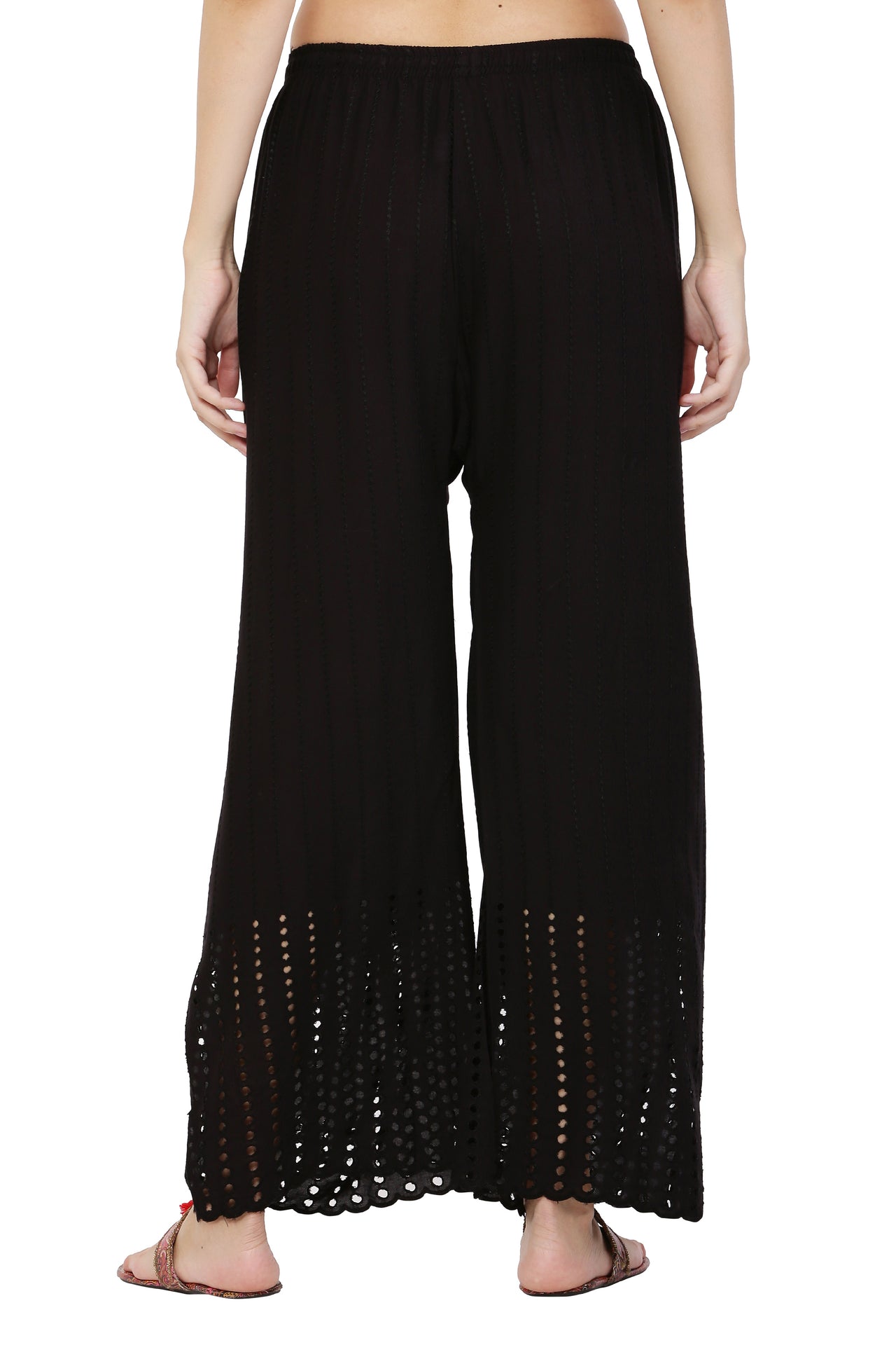 PAVONINE Black Color Goti Aari Work Rayon Fabric Sharara For Women - Distacart
