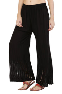 Thumbnail for PAVONINE Black Color Goti Aari Work Rayon Fabric Sharara For Women - Distacart