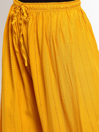 Thumbnail for PAVONINE Mustard Color Goti Aari Work Rayon Fabric Sharara For Women - Distacart