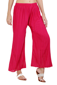 Thumbnail for PAVONINE Rani Color Goti Aari Work Rayon Fabric Palazzo For Women - Distacart