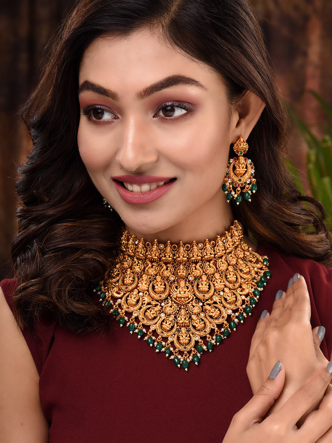 Saraf RS Jewellery Gold-Plated Stone-Studded Jewellery Set - Distacart