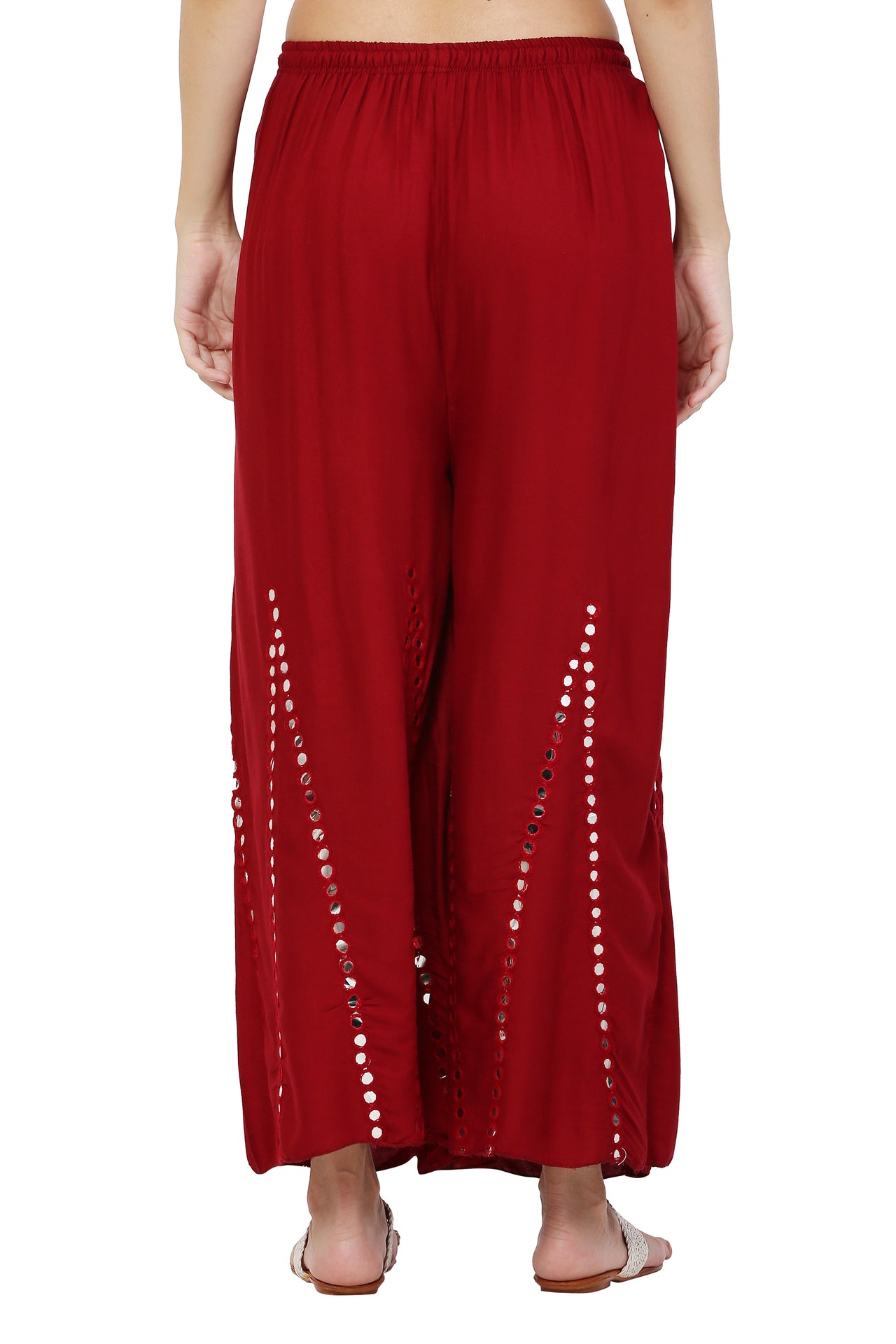 PAVONINE Maroon Color Mirror Embroidery Work Sharara For Women - Distacart