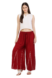 Thumbnail for PAVONINE Maroon Color Mirror Embroidery Work Sharara For Women - Distacart