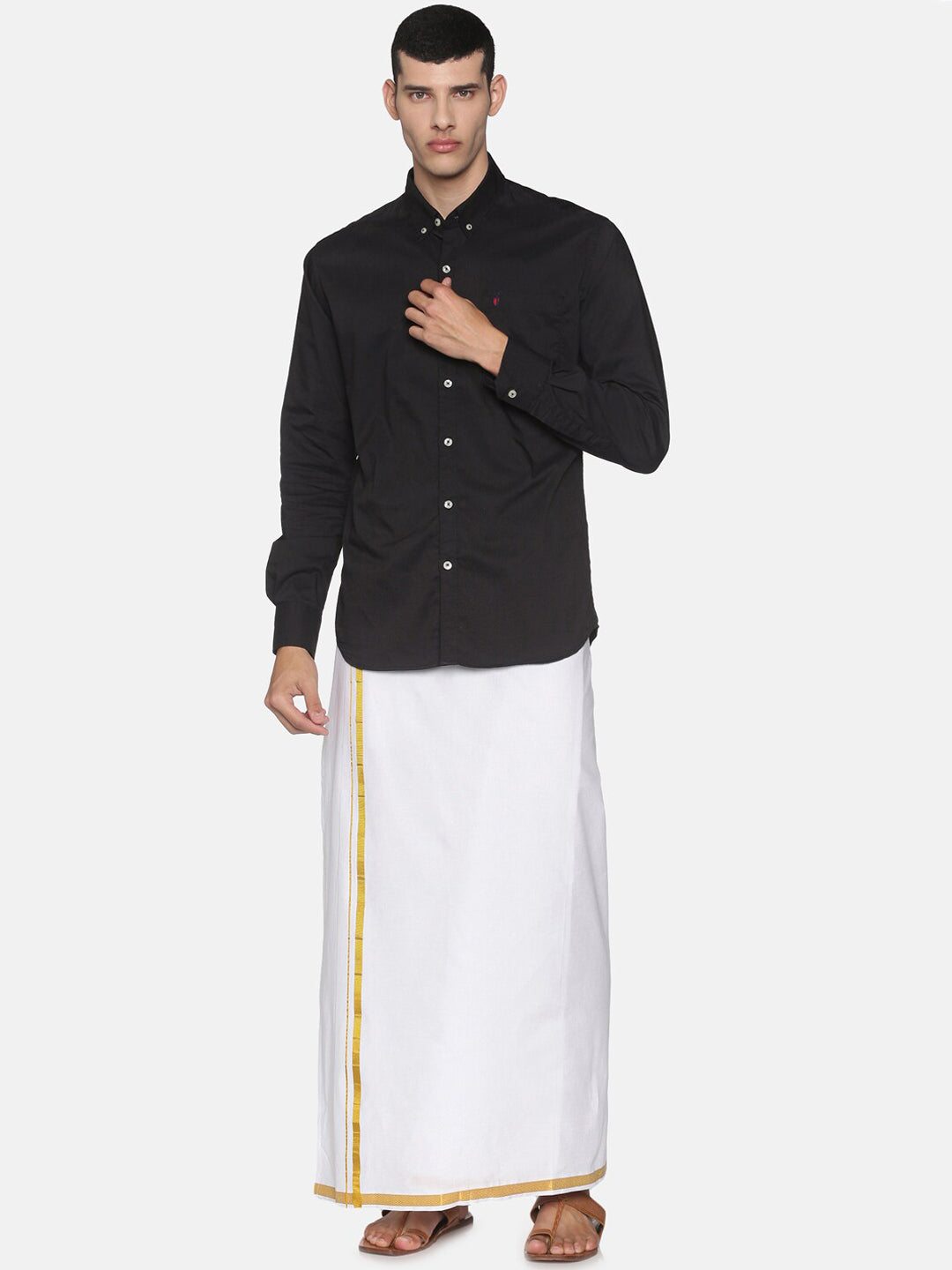 Sethukrishna White Solid Readymade Cotton Dhoti For Men - Distacart