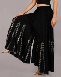 Thumbnail for PAVONINE Black Color Embroidery Floral Patch Work Flared Sharara For Women - Distacart