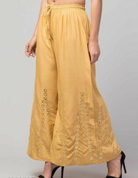 Thumbnail for PAVONINE Beige Color Embroidery Floral Patch Work Flared Sharara For Women - Distacart