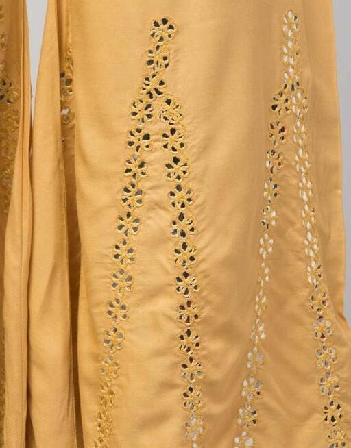 PAVONINE Beige Color Embroidery Floral Patch Work Flared Sharara For Women - Distacart