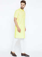 Thumbnail for Even Apparels Yellow Color Pure Cotton Men's Kurta With Band Collar - Distacart