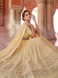 Thumbnail for Myra Off White Embroidered Designer Lehenga Choli - Distacart