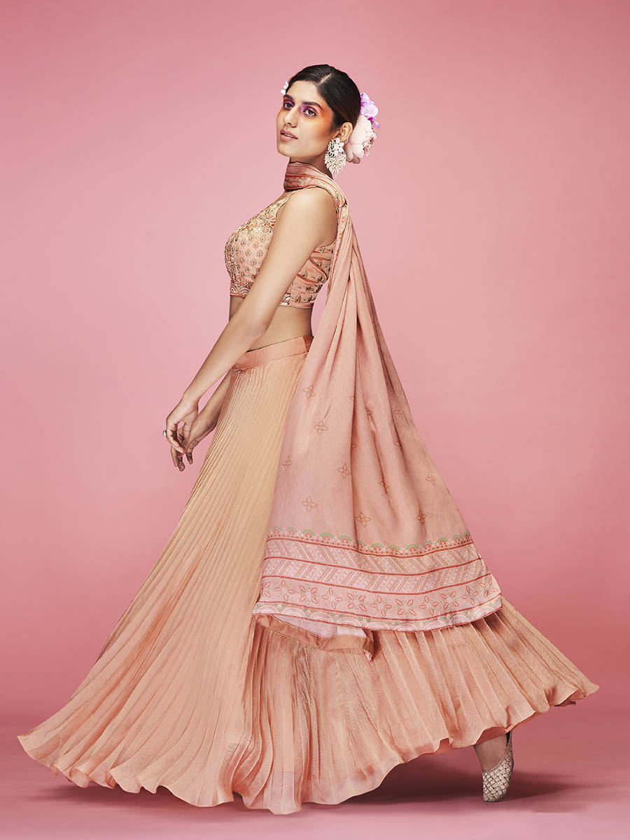 Myra Orange Art Silk Embroidered Designer Lehenga - Distacart