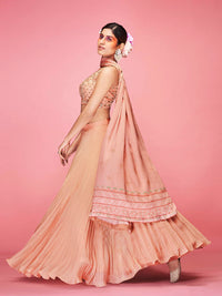 Thumbnail for Myra Orange Art Silk Embroidered Designer Lehenga - Distacart
