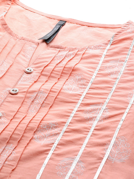 HERE&NOW Ethnic Motifs Printed A-Line Kurta - Distacart