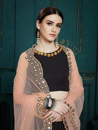 Thumbnail for Myra Black Georgette Embroidered Lehenga - Distacart