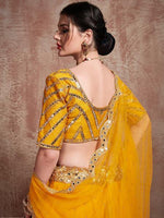 Thumbnail for Myra Musturd Soft Net Heavy Embroidered Lehenga - Distacart