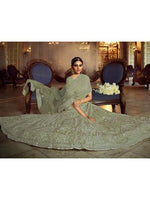 Thumbnail for Myra Green Soft Net Heavy Embroidered Lehenga - Distacart