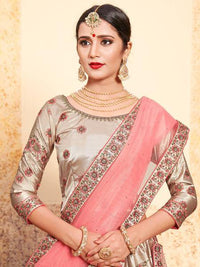 Thumbnail for Myra Tortilla Brown Satin Embroidered Lehenga - Distacart